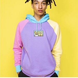 Teddy Fresh X SpongeBob 2020 Hoodie Sweatshirt XS Purple Pink Yellow Blue